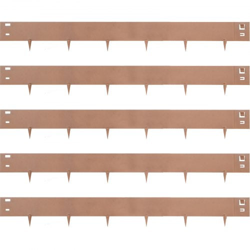 VEVOR Steel Lawn Edging Metal Landscape Edging 5PCS 4"x39" Brown Garden Border