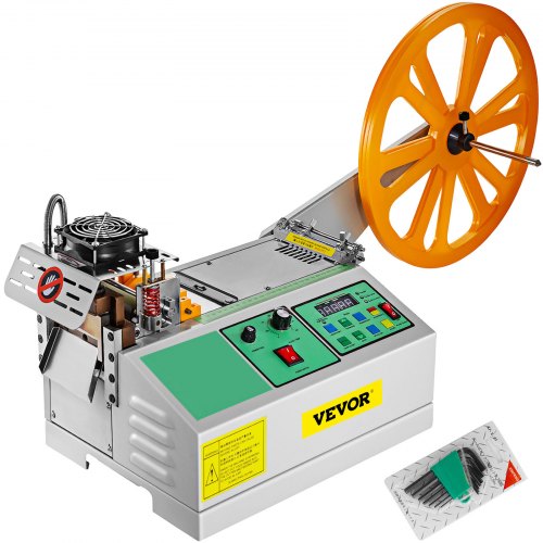 VEVOR Automatic Hot and Cold Tape Cutting Machine 440W 350°C Zipper Braided Tape Ribbon Cutter 100mm Metal Strip Precise Digital Belt Cutter for Nylon Plastic