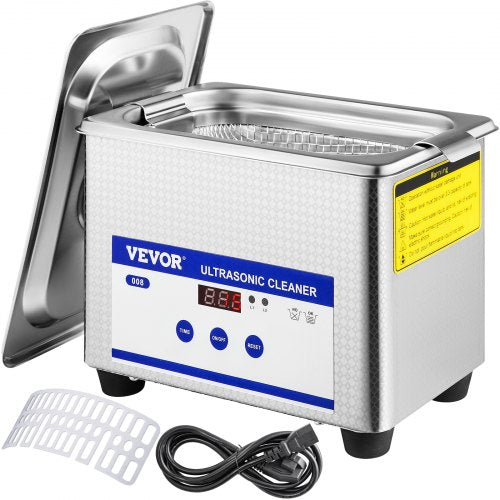 VEVOR 0.8L Professional Ultrasonic Cleaner 304 Stainless Steel Digital Lab Ultrasonic Cleaner with Timer for Jewelry Watch Glasses Circuit Board Dentures Small Parts Dental Instrument (0.8L) 