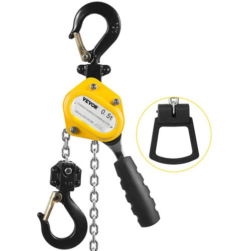 VEVOR 0.5T Lever Block Chain Hoist 3M 10Ft Chain Hoist Alloy Steel G80 Chain Ratchet Lever Hoist with Hook (0.5T 10 Ft)