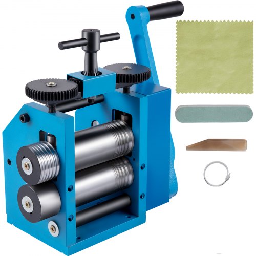 VEVOR Rolling Mills 3\"/76mm Jewelry Rolling Mill Machine Gear Ratio 1:2.5 Wire Roller Mill 0.1-7mm Press Thickness Manual Combination Rolling Mill for Metal Jewelry Sheet Square Semicircle Pattern