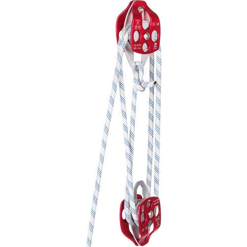 VEVOR Twin Sheave Block and Tackle 2/5" x 200Ft Twin Sheave Block with Braid Rope 30-35KN 6600-7705LBS Double Pulley Rigging