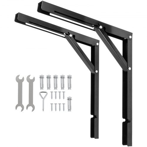 Vevor Folding Shelf Brackets 24" Heavy Duty 2pcs Floating 500 Lb Load Wall Mount