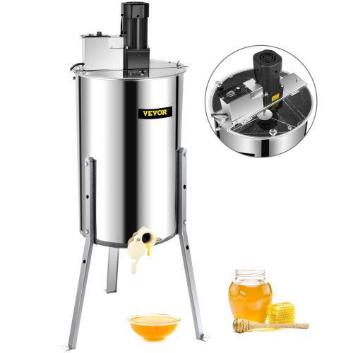 VEVOR Electric Honey Extractor 3 Frame Bee Extractor Stainless Steel Honey Spinner with Stand Beekeeping Equipment