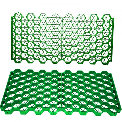 VEVOR Permeable Pavers 1.9" Depth Gravel Driveway Grid Flat-interlocked Grass Pavers HDPE Green Plastic Shed Base for Landscaping and Soil Reinforcement in Parking Lots/Fire Lanes (Pack of 4-11 Sf)