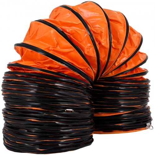 VEVOR PVC Flexible Ducting, 32 ft / 10 m, Strong Vinyl Material PVC Flexible Duct Hosing, Fit 10 Inch / 250 mm Diameter Portable Ventilation Fan Exhaust Fan, Orange (32FT/10m-10inch/250mm)