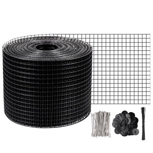 VEVOR Solar Panel Bird Wire, 8inch x 98ft Critter Guard Roll Kit, Solar Panel Guard with 100pcs Stainless Steel Fasteners, Removable PVC Coated Guard Wire for Squirrel, Bird, Critters Proofing