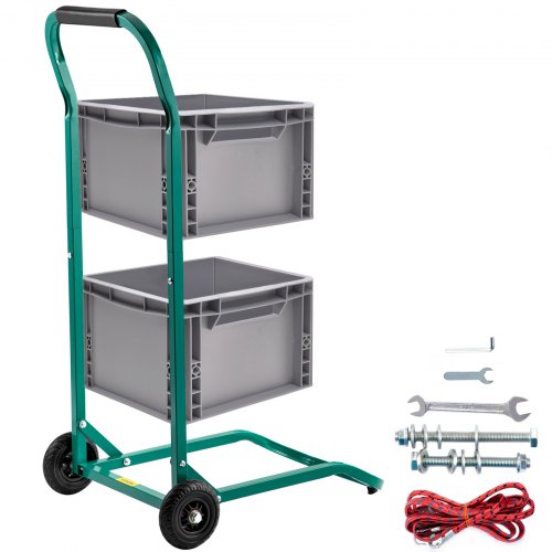 VEVOR Steel Recycling Cart, 220 lbs Load Capacity 22.8 x 15.7 Inch, 4 Wheels Moving Bin Cart, Easy Assembly & Weatherproof, Well-Built Hook-Type for Simple Recycle Bin and Recycle Caddy, Green