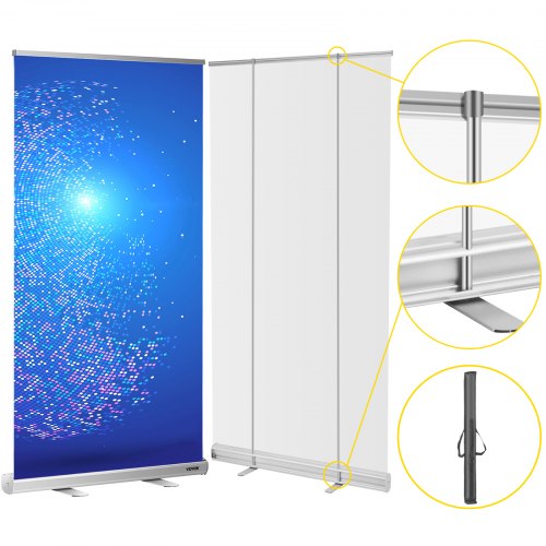 VEVOR Floor Standing Sneeze Guard, 48\"x80\" Roll Up Banner Stand, Portable Pull-Out Standing Divider, Stand Roll Up Banner for Cafe, Office, Cashier, Store, Restaurant, Classroom and Receptionist