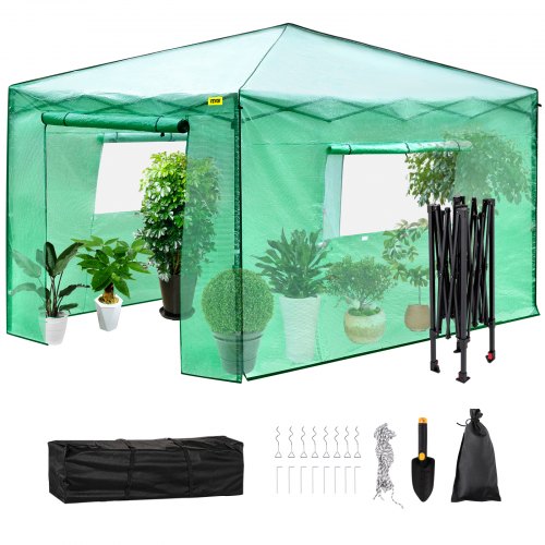 Vevor Walk-in Greenhouse Portable Pop-up Garden 12x8ft W/roll-up Doors & Windows