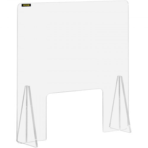 VEVOR Sneeze Guard for Counter 24"x24" Acrylic Shield for Desk 0.2" Thick Acrylic Board Acrylic Shield for Counter with Transaction Window Acrylic Sneeze Guard for Cashier Counters, Banks, Restaurants