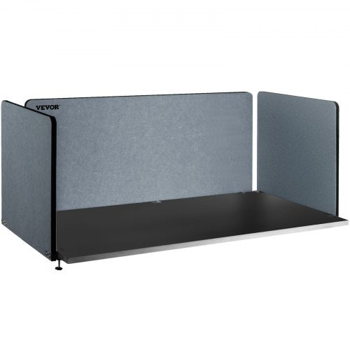 VEVOR Desk Divider 60'' Desk Privacy Panel, 3 Panels Privacy Acoustic Panel, Sound Absorbing Acoustic Privacy Panel, Reduce Noise and Visual Distractions, Lightweight Clamp-on Divider Light Gray