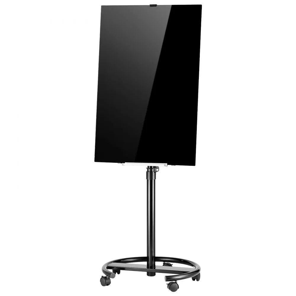 Mobile Magnetic Glass Dry Erase Board with Stand & Wheels, 35.4" x 23.6", Frameless Black