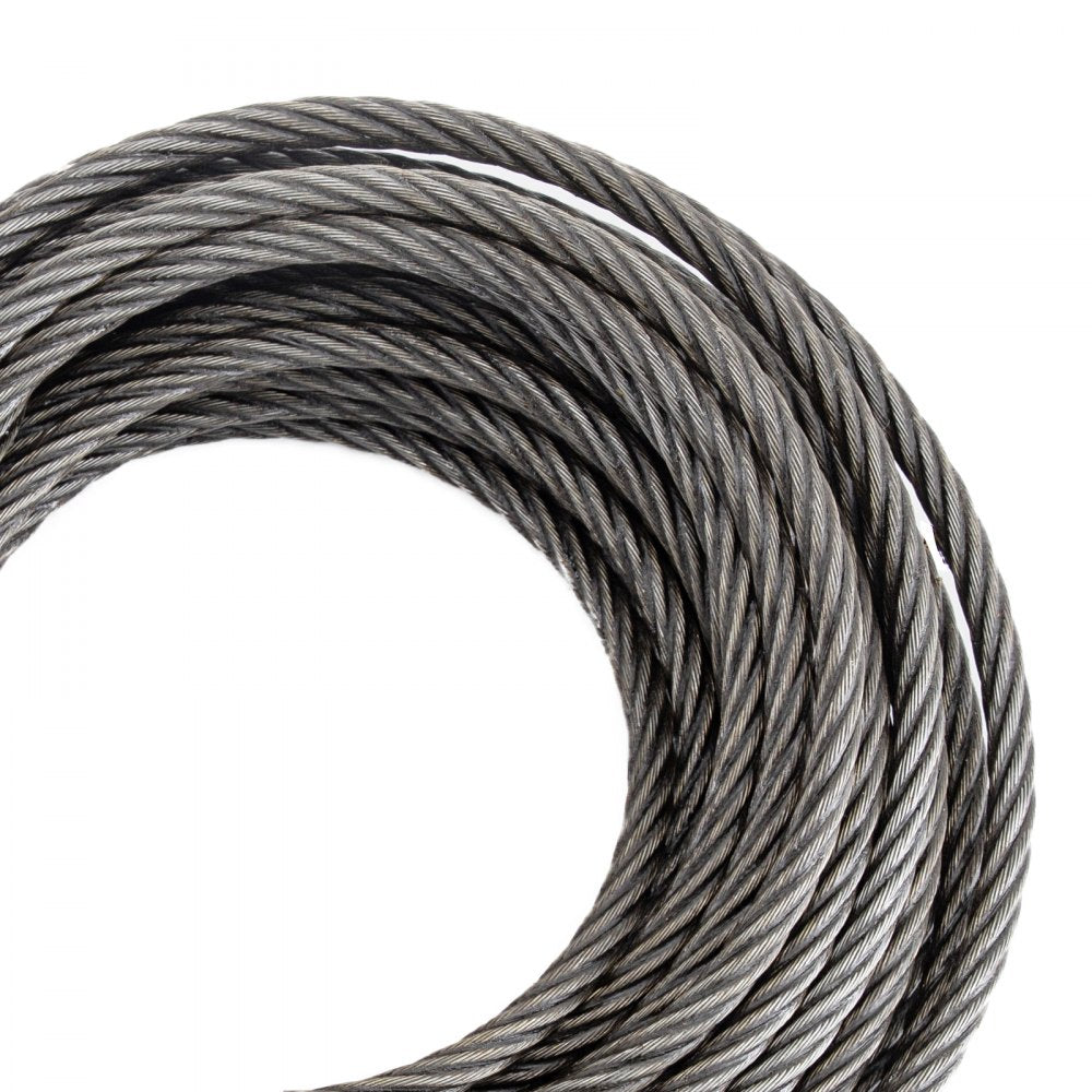 VEVOR Winch Cable 4400 lbs Capacity, Winch Wire Cable 50 Ft Length, Steel Cable Wire Rope with Self-locking Swivel Hook, 3/8 Inch Steel Core Winch Cable with Hook, for Truck Towing Lifting Pulling 