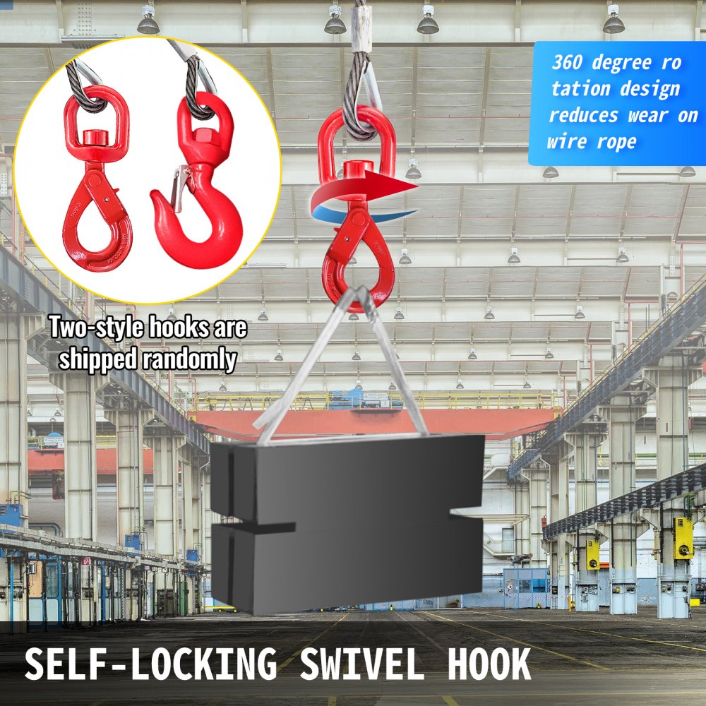 VEVOR Winch Cable 4400 lbs Capacity, Winch Wire Cable 50 Ft Length, Steel Cable Wire Rope with Self-locking Swivel Hook, 3/8 Inch Steel Core Winch Cable with Hook, for Truck Towing Lifting Pulling 
