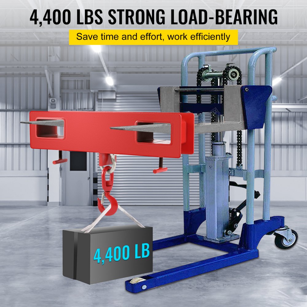 VEVOR Forklift Lifting Hook, 4400lbs Capacity Forklift Lifting Hoist, Red Forklift Mobile Crane with Swivel Hook and Two Large T-Screws, Hook Forklift Lifting Hoist, Fork Lifting Attachment 