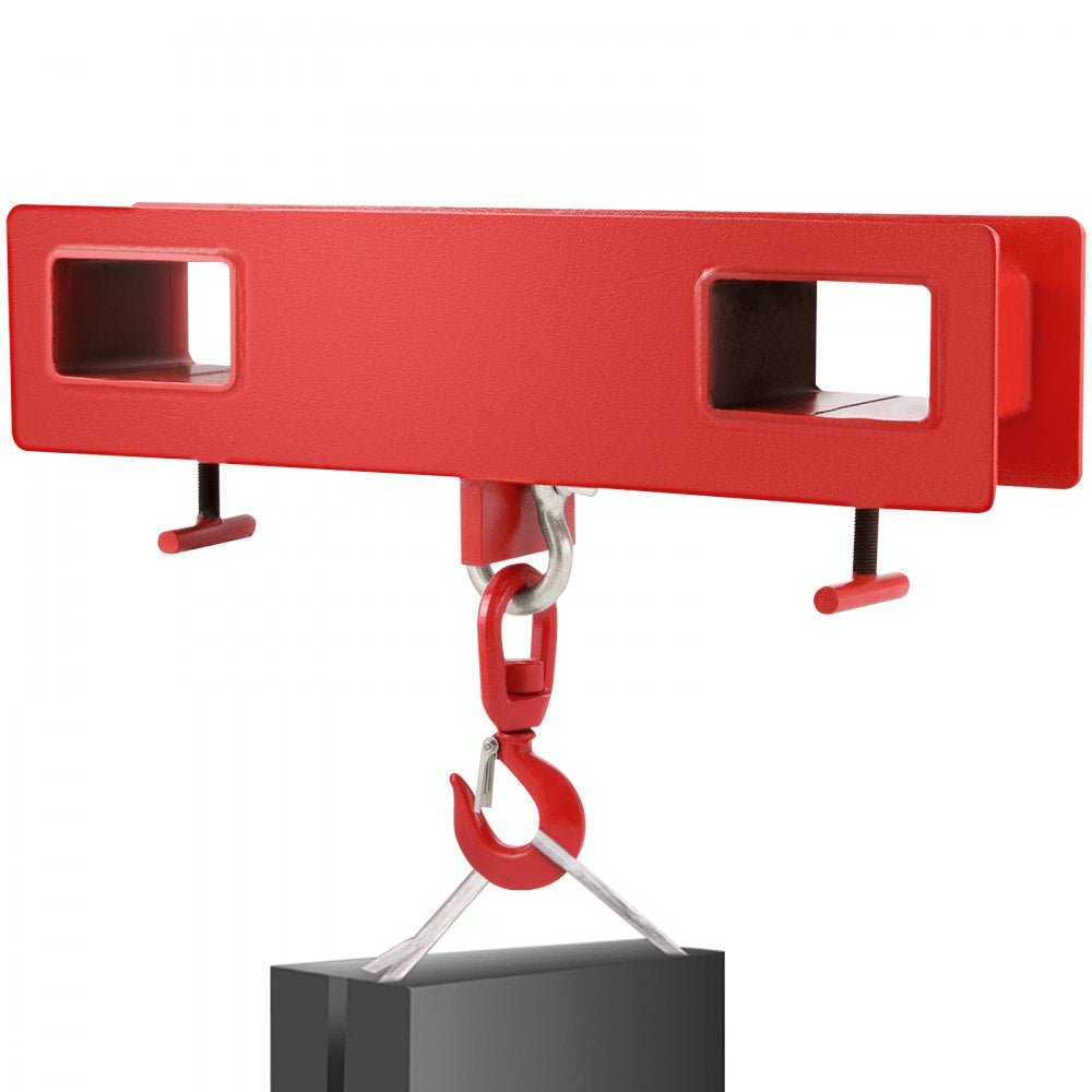 VEVOR Forklift Lifting Hook, 4400lbs Capacity Forklift Lifting Hoist, Red Forklift Mobile Crane with Swivel Hook and Two Large T-Screws, Hook Forklift Lifting Hoist, Fork Lifting Attachment 