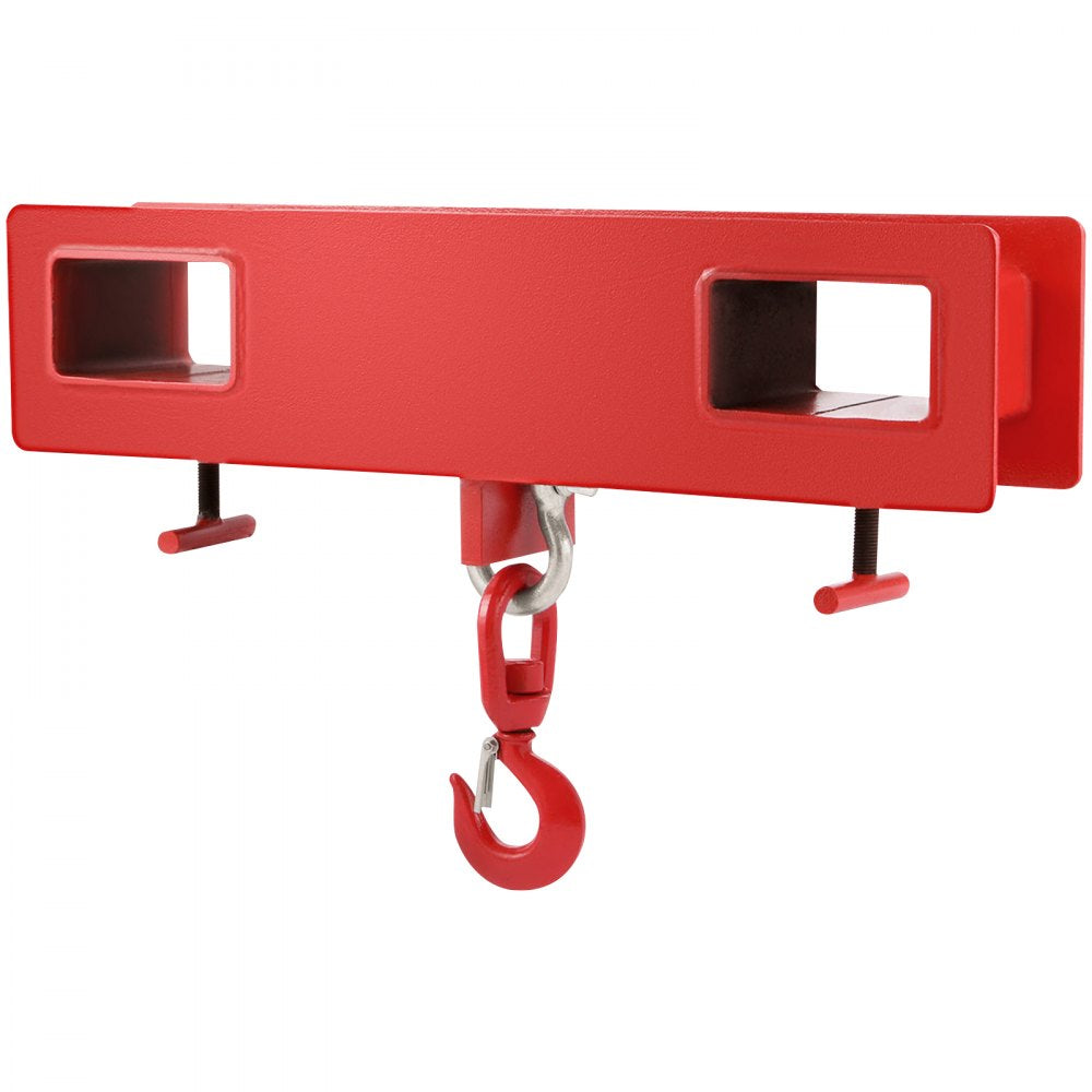 VEVOR Forklift Lifting Hook, 4400lbs Capacity Forklift Lifting Hoist, Red Forklift Mobile Crane with Swivel Hook and Two Large T-Screws, Hook Forklift Lifting Hoist, Fork Lifting Attachment 