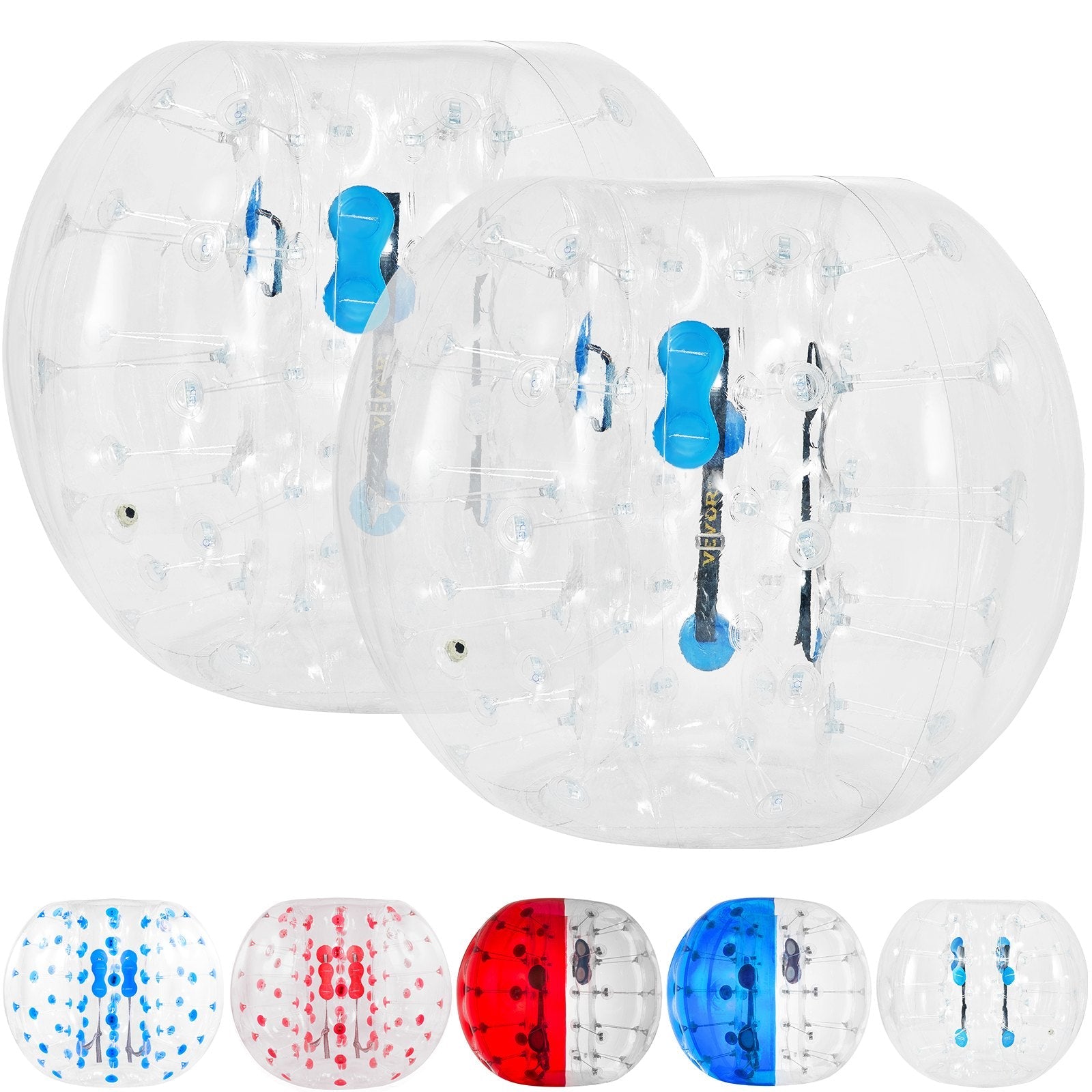 VEVOR 2PCS Inflatable Bumper Ball 4 FT / 1.2M Diameter, Bubble Soccer Ball, Blow It Up in 5 Min, Inflatable Zorb Ball for Adults or Children (4 FT, Transparent) 