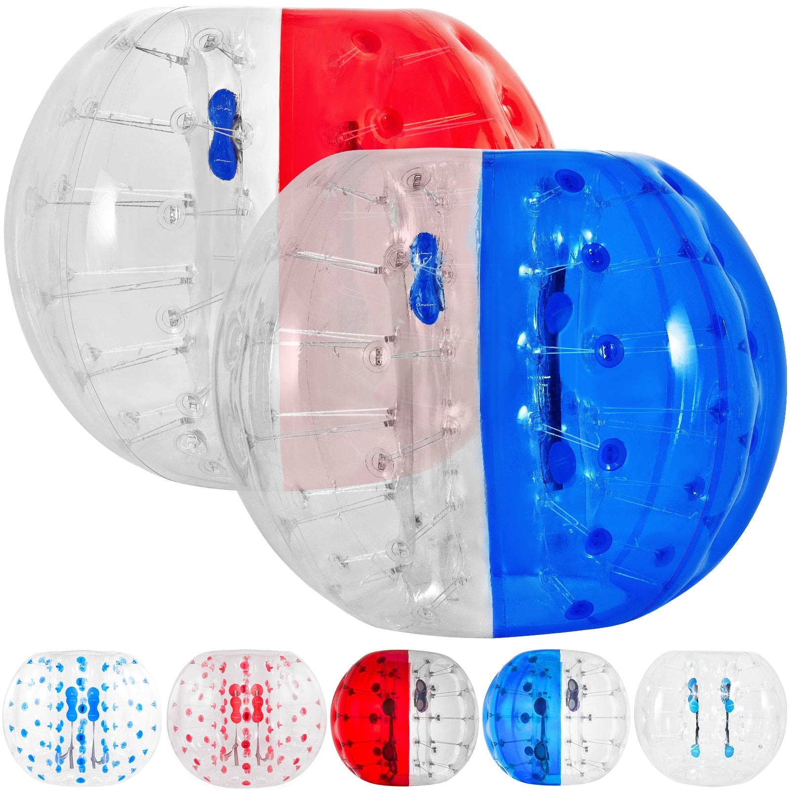 VEVOR 2PCS Inflatable Bumper Ball 5 FT / 1.5M Diameter, Bubble Soccer Ball, Blow It Up in 5 Min, Inflatable Zorb Ball for Adults or Children (5 FT, Red & Blue) 