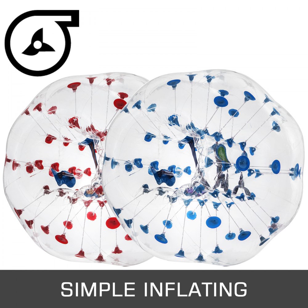 VEVOR 2PCS Inflatable Bumper Ball 5 FT / 1.5M Diameter, Bubble Soccer Ball, Blow It Up in 5 Min, Inflatable Zorb Ball for Adults or Children (5 FT, Red & Blue Dot) 
