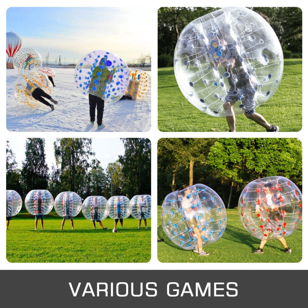 VEVOR 2PCS Inflatable Bumper Ball 5 FT / 1.5M Diameter, Bubble Soccer Ball, Blow It Up in 5 Min, Inflatable Zorb Ball for Adults or Children (5 FT, Red & Blue Dot) 