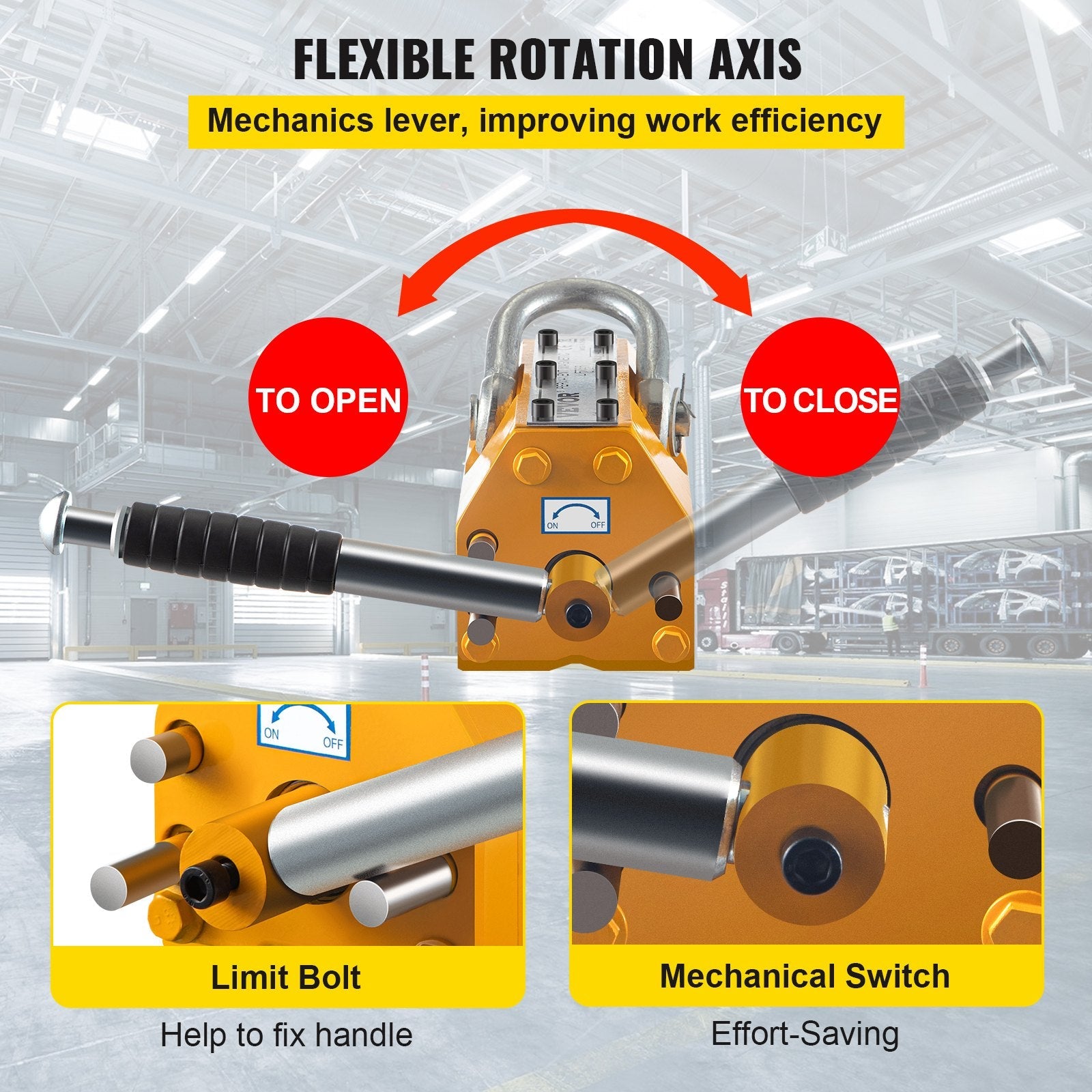 VEVOR Lifting Magnet with Release,660 Lbs Pulling Force - Steel Magnetic Lifter,Neodymium - Permanent Lift Magnets,Heavy Duty - for Hoist, Shop Crane, Block, Board 
