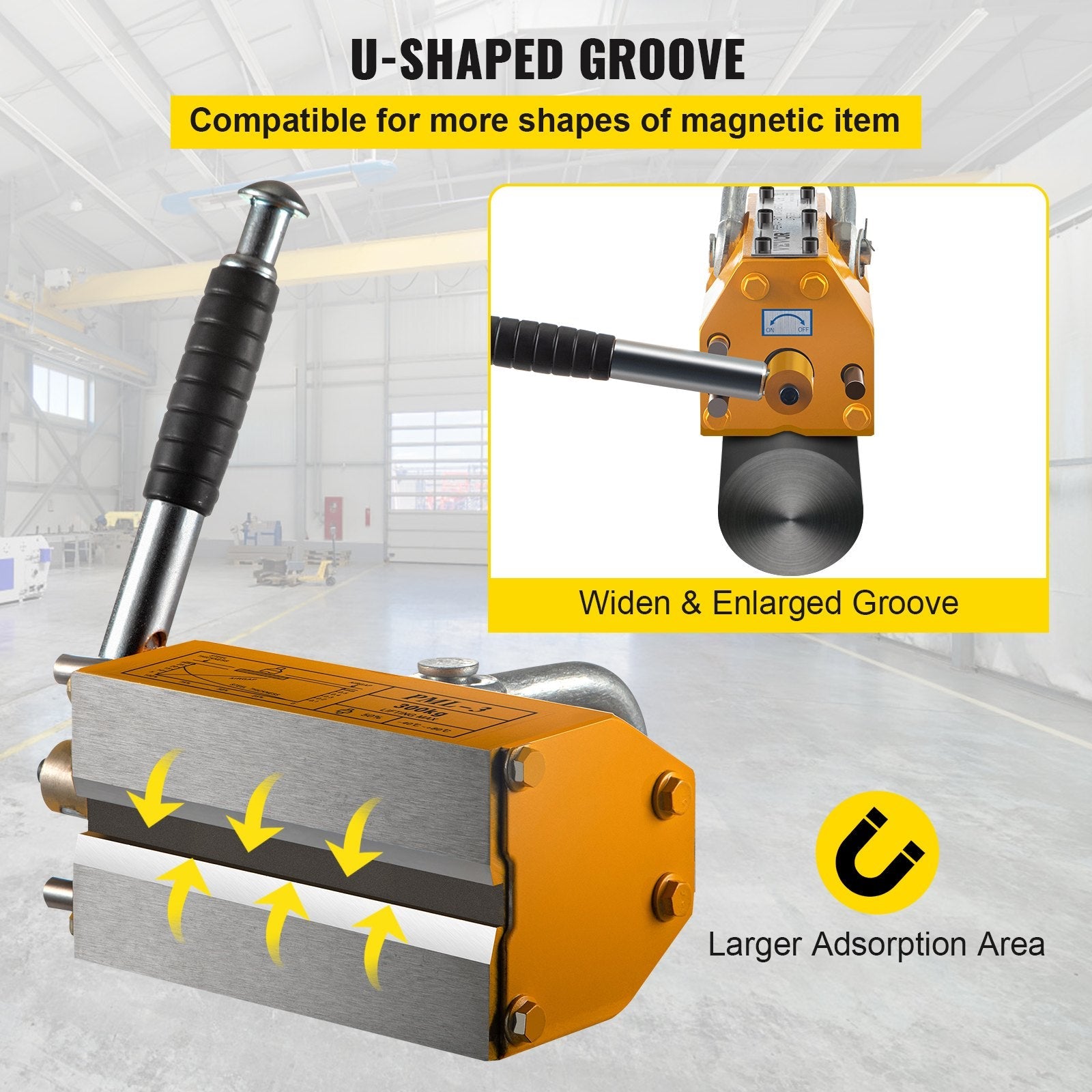 VEVOR Lifting Magnet with Release,660 Lbs Pulling Force - Steel Magnetic Lifter,Neodymium - Permanent Lift Magnets,Heavy Duty - for Hoist, Shop Crane, Block, Board 