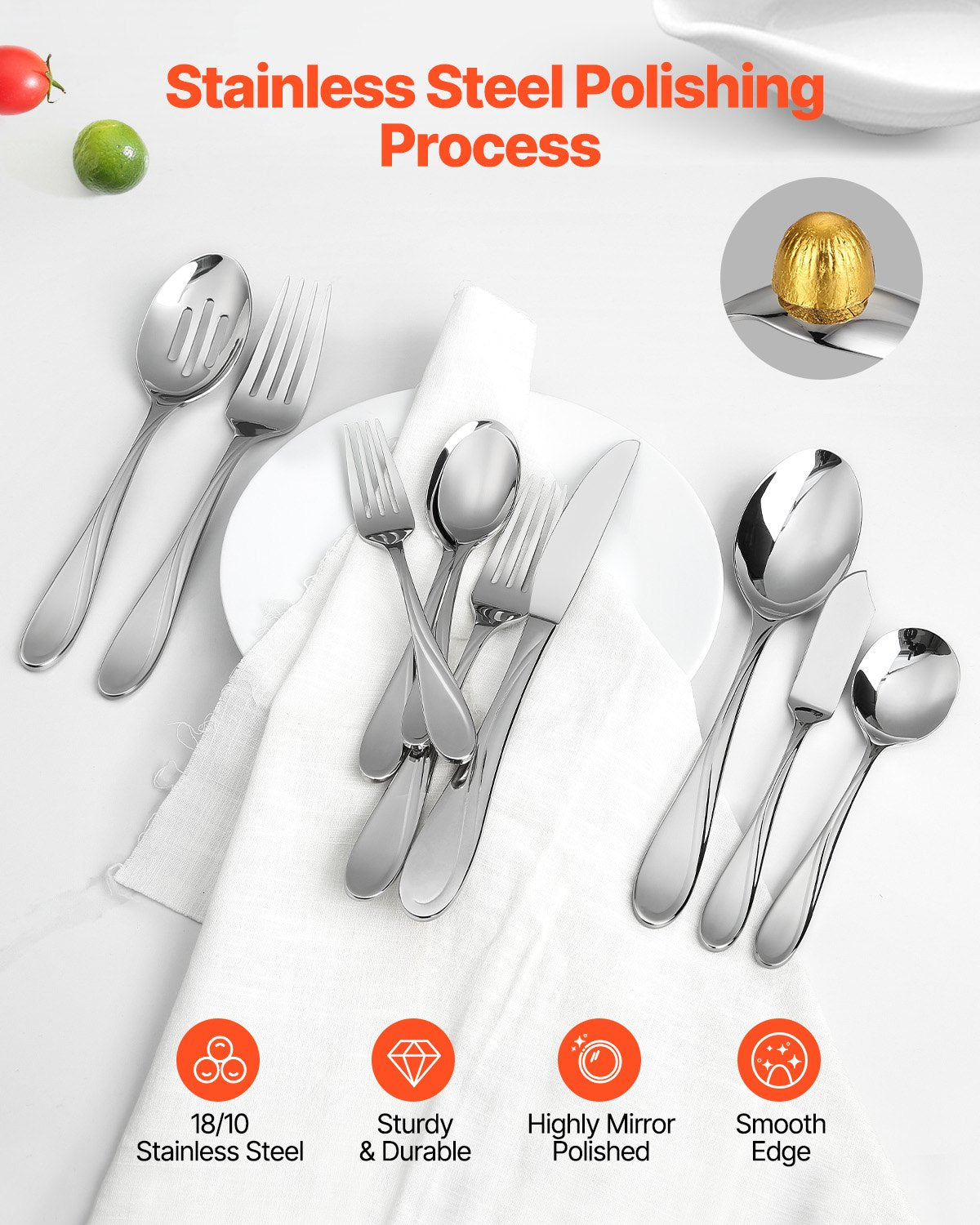 VEVOR 65-Piece Silverware Set Stainless Steel Cutlery Flatware Utensils for 12 