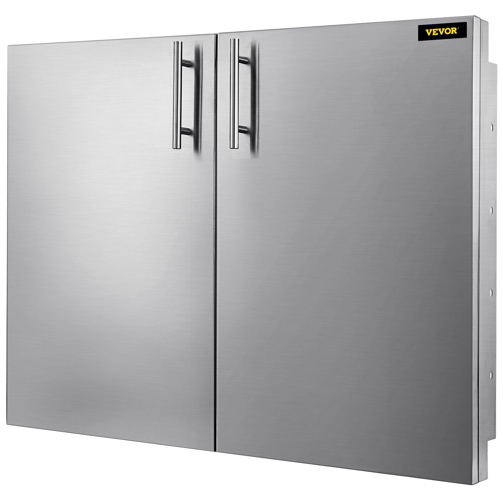 VEVOR Outdoor Kitchen Access 30\"x 23\" Wall Construction Stainless Steel Flush Mount for BBQ Island, 30inch x23inch, Double Door with Built-in Basket 