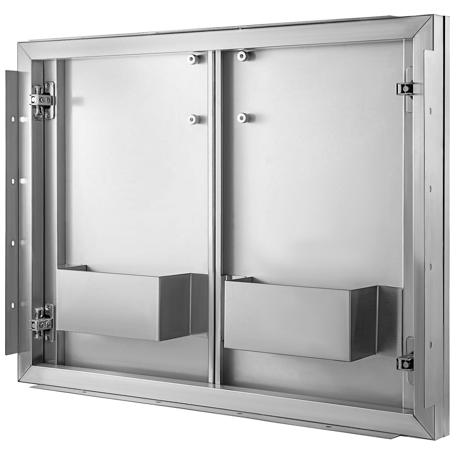 VEVOR Outdoor Kitchen Access 30\"x 23\" Wall Construction Stainless Steel Flush Mount for BBQ Island, 30inch x23inch, Double Door with Built-in Basket 
