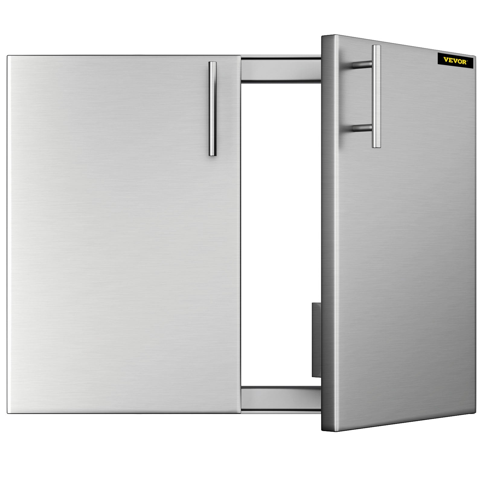 VEVOR Outdoor Kitchen Access 30\"x 23\" Wall Construction Stainless Steel Flush Mount for BBQ Island, 30inch x23inch, Double Door with Built-in Basket 