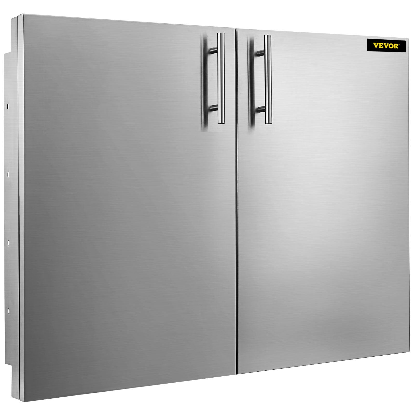VEVOR Outdoor Kitchen Access 30\"x 23\" Wall Construction Stainless Steel Flush Mount for BBQ Island, 30inch x23inch, Double Door with Built-in Basket 