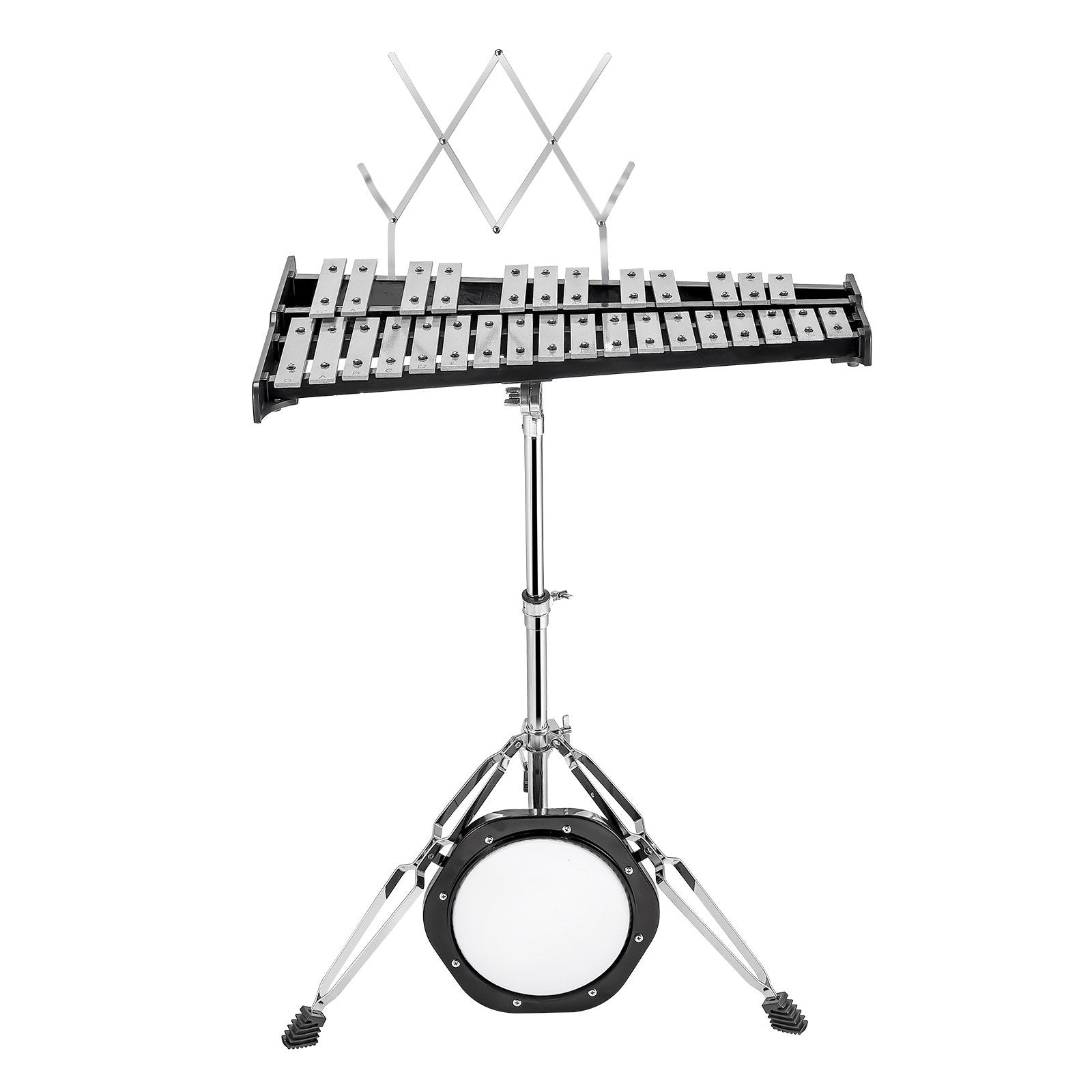 VEVOR 30 Note Glockenspiel Xylophone Bell Kit, Professional Percussion Instrument Set with Mallets, Drum Sticks, Music Stand,  8" Practice Pad, Adjustable Stand and Carrying Bag for Students & Adults 