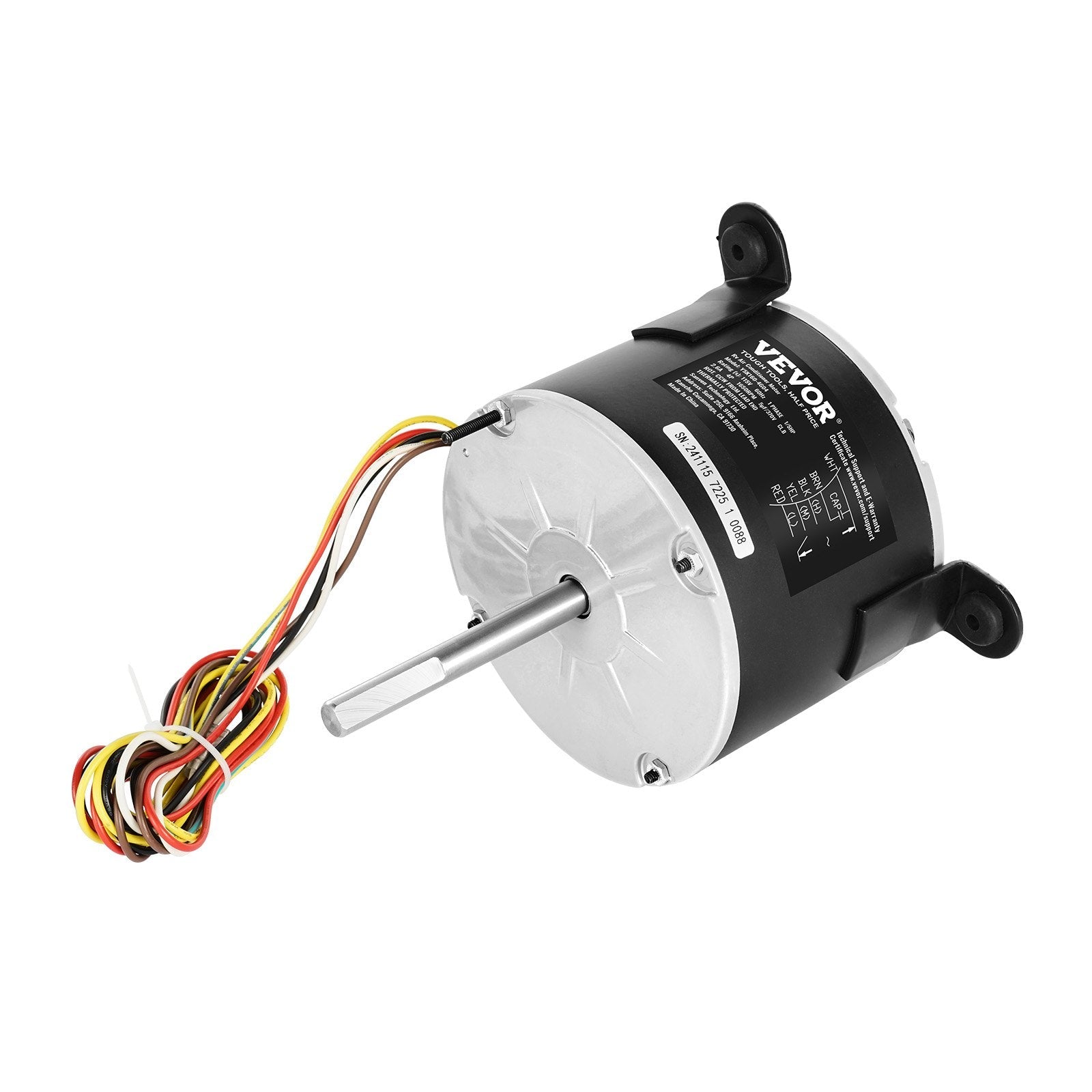 VEVOR 1/5HP RV AC Fan Motor AC115V 2.6 1650RPM Single Phase 5uf/370V Capacitor 