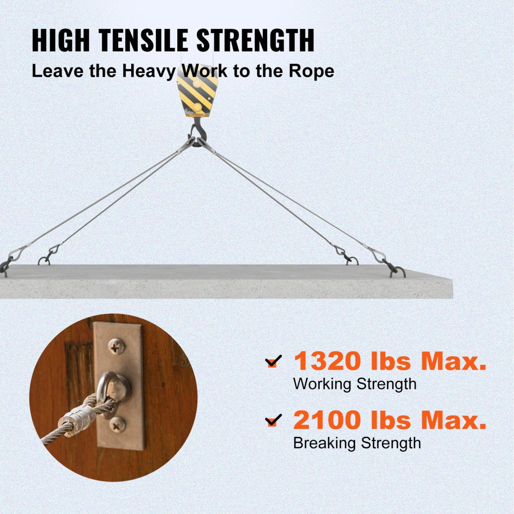 VEVOR Stainless Steel Cable Railing 1/8"x 500ft, Wire Rope 316 Marine Grade, Braided Aircraft Cable 1x19 Strands Construction for Deck,Rail,Balusters,Stair,Handrail,Porch,Fence 