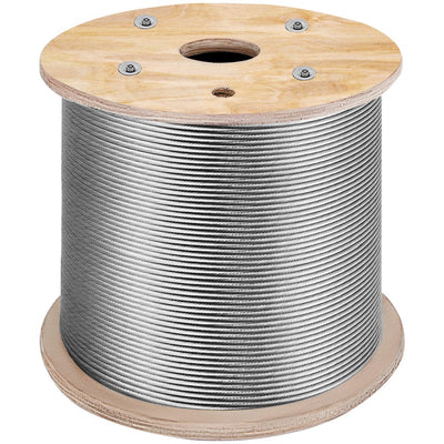 VEVOR Stainless Steel Cable Railing 1/8"x 500ft, Wire Rope 316 Marine Grade, Braided Aircraft Cable 1x19 Strands Construction for Deck,Rail,Balusters,Stair,Handrail,Porch,Fence 
