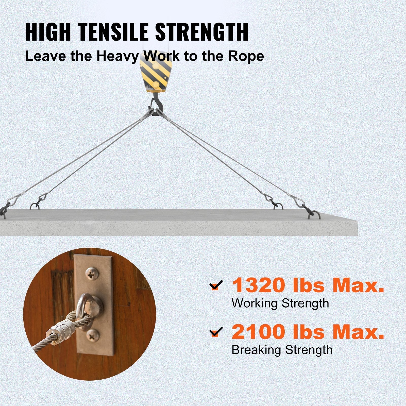 VEVOR Cable Railing 1000ft Stainless Steel Wire Rope 1/8" Stainless Stranded Wire 1x19 Wire Rope T316 (T316 1/8" 1000ft) 