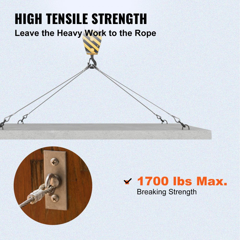 VEVOR Stainless Steel Cable Railing 1/8 Inch, Wire Rope 500 Feet 7x7, Braided Aircraft Cable Strands Construction for Deck,Rail,Balusters,Stair,Handrail,Porch,Fence 