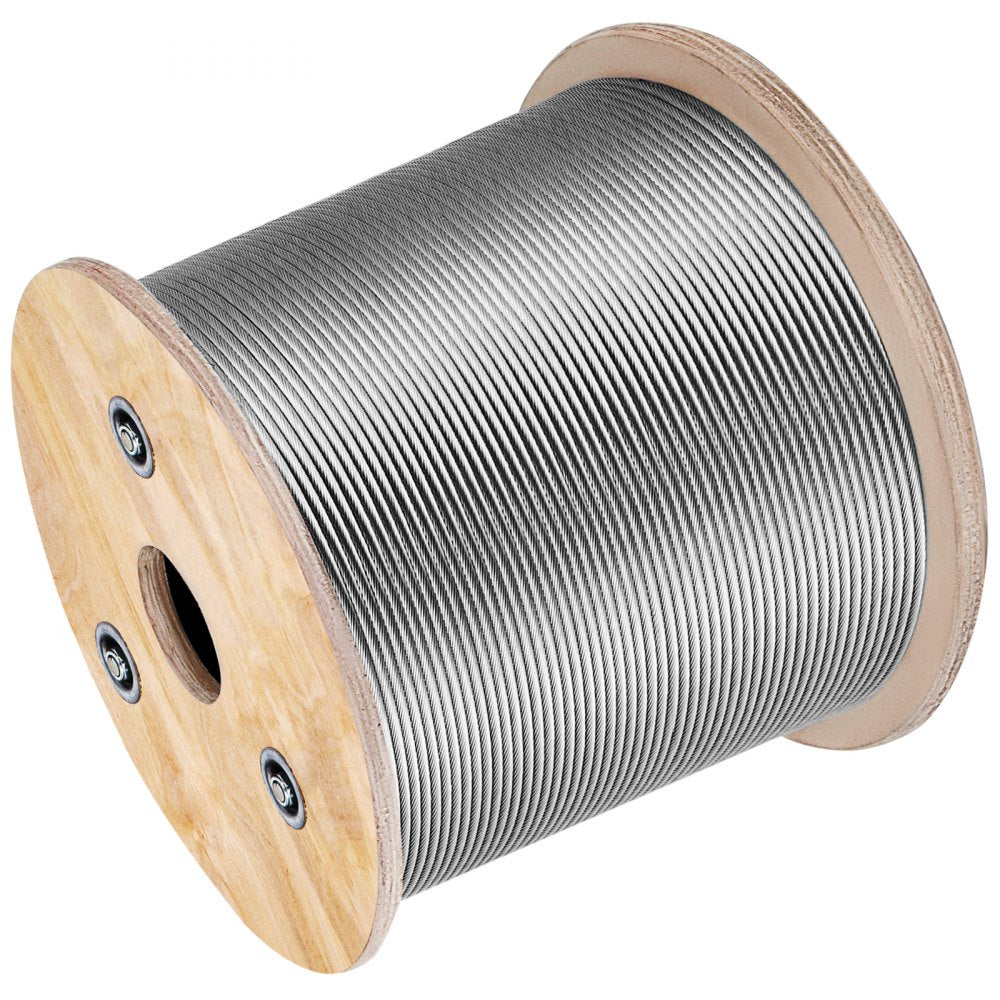 VEVOR Stainless Steel Cable Railing 1/8 Inch, Wire Rope 500 Feet 7x7, Braided Aircraft Cable Strands Construction for Deck,Rail,Balusters,Stair,Handrail,Porch,Fence 