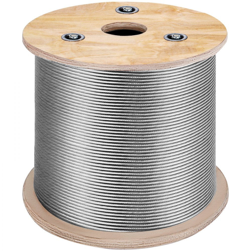 VEVOR Stainless Steel Cable Railing 1/8 Inch, Wire Rope 500 Feet 7x7, Braided Aircraft Cable Strands Construction for Deck,Rail,Balusters,Stair,Handrail,Porch,Fence 