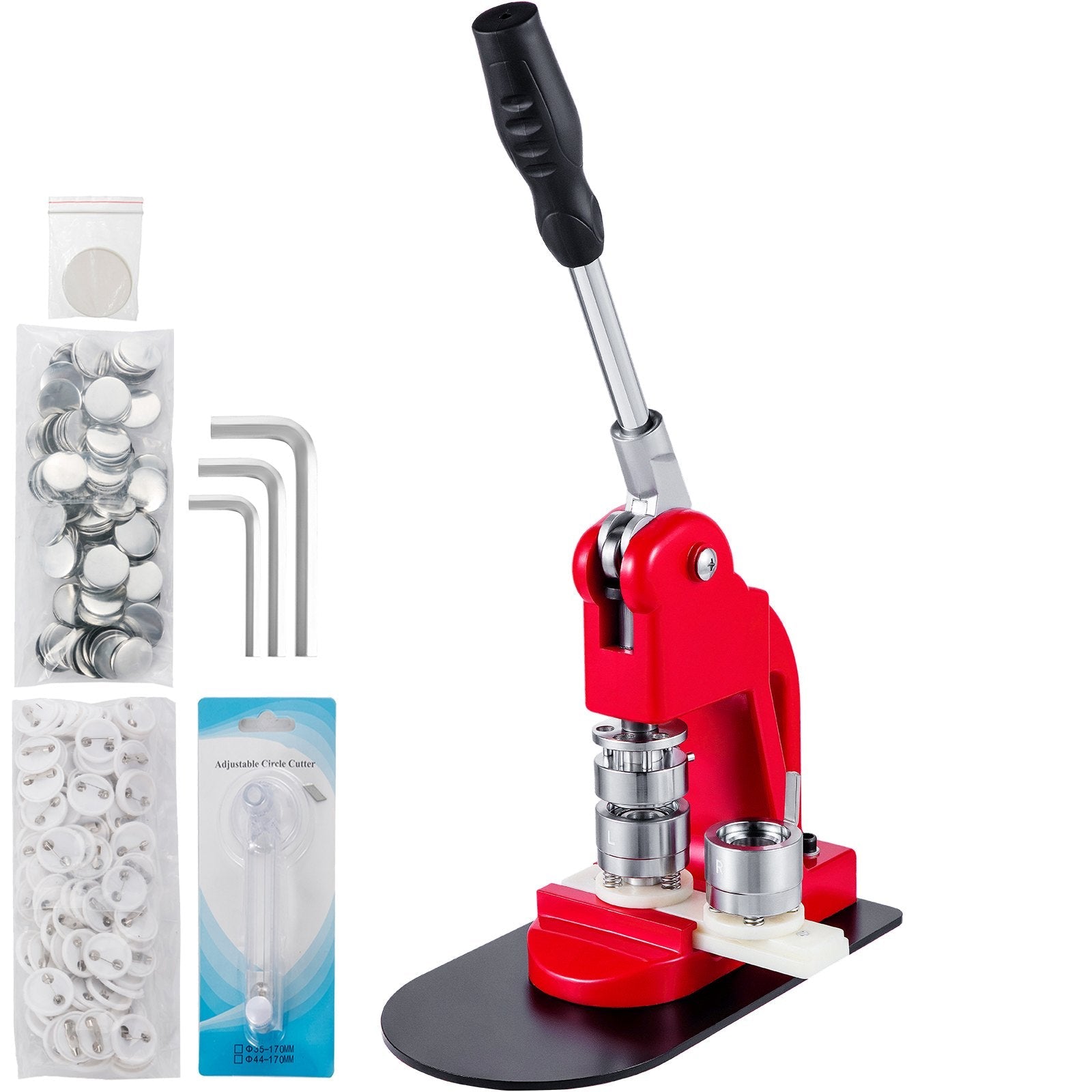 VEVOR Button Maker Button Badge Maker 32mm(1.25in) DIY Pin Button Maker Machine with1000 Pcs Free Button Parts & Circle Cutter Installation-Free Button Press Kit 