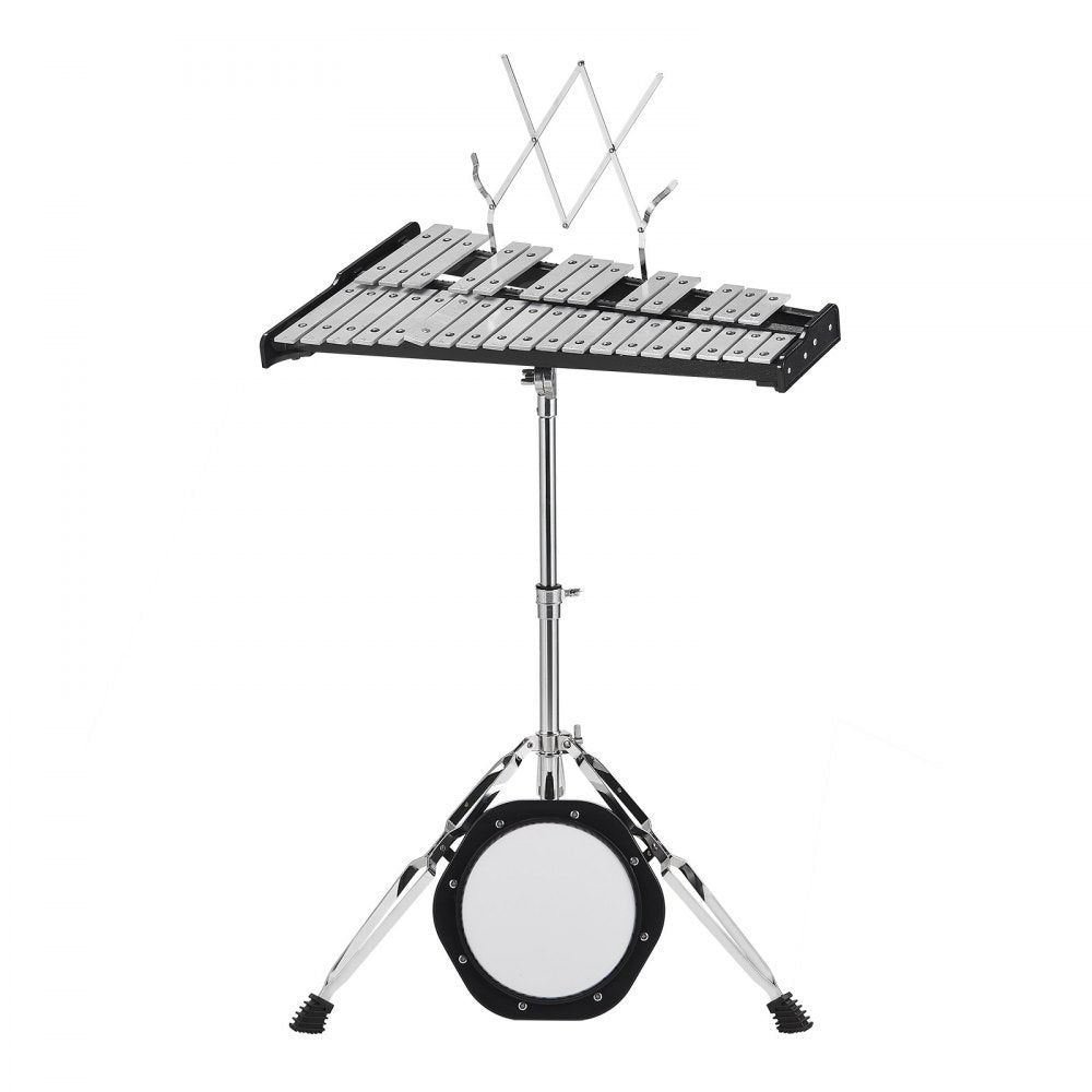VEVOR 32 Note Glockenspiel Xylophone Bell Kit, Professional Percussion Instrument Set with Mallets, Drum Sticks, Music Stand,  8" Practice Pad, Adjustable Stand and Carrying Bag for Students & Adults 