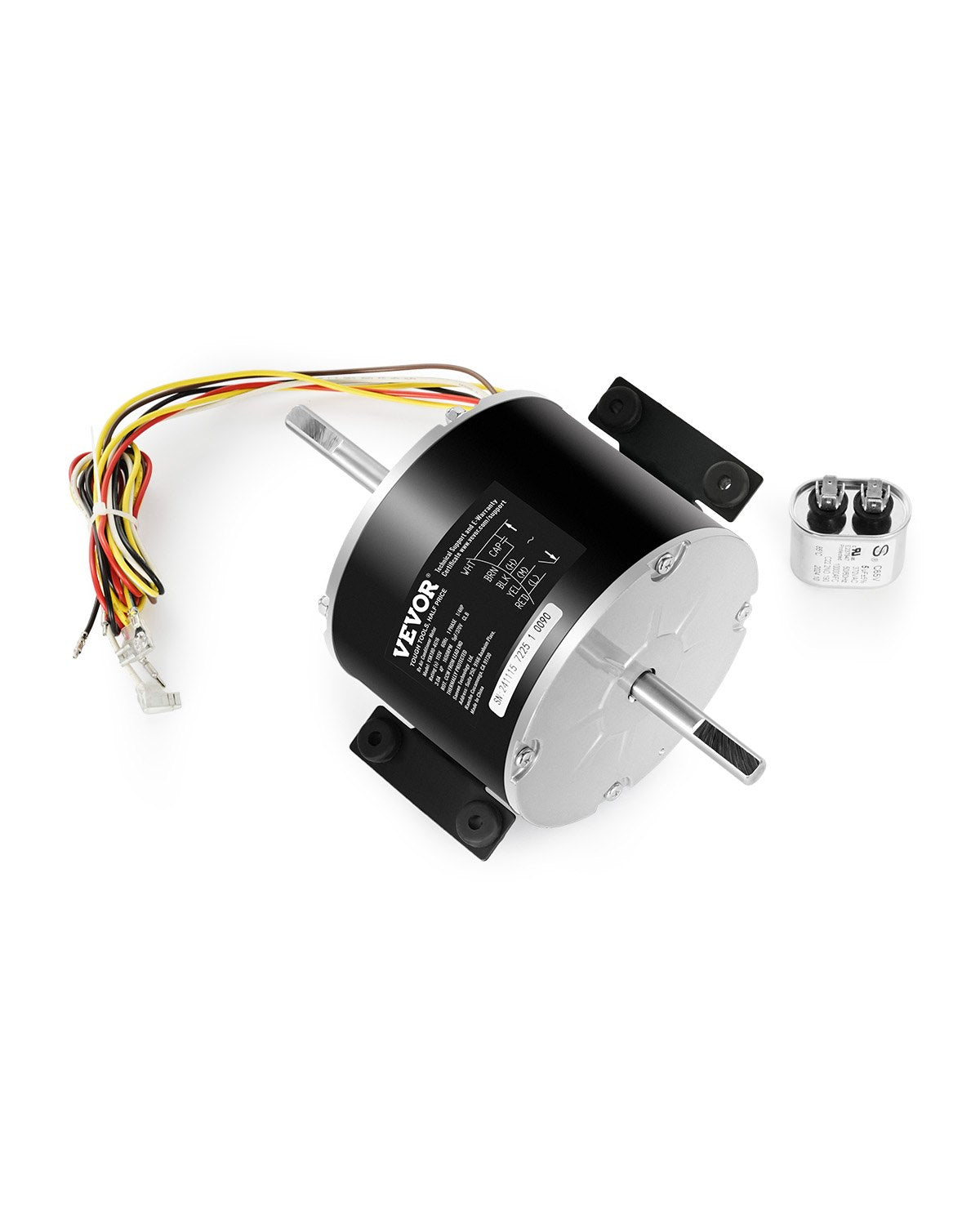 VEVOR 1/4HP RV AC Fan Motor AC115V 3A 1650RPM Single Phase 5uf/370V Capacitor 