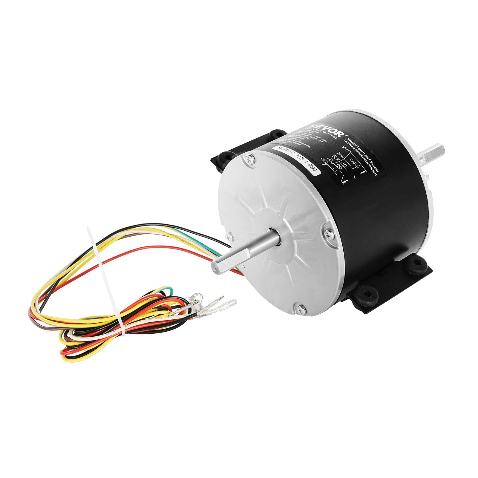 VEVOR 1/4HP RV AC Fan Motor AC115V 3A 1650RPM Single Phase 5uf/370V Capacitor 