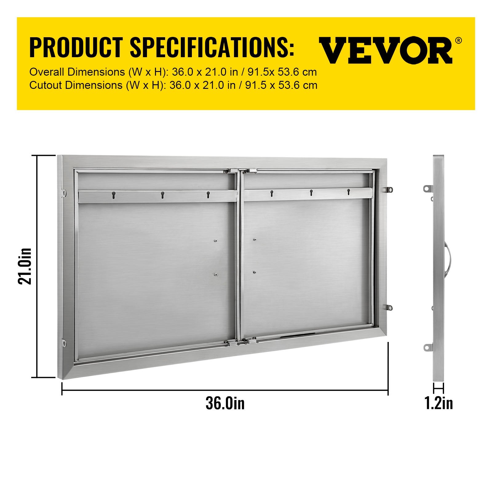 Bbq 36"x21"/90x53cm Access Double Walled Door Stainless Doors Vertical Outdoor 