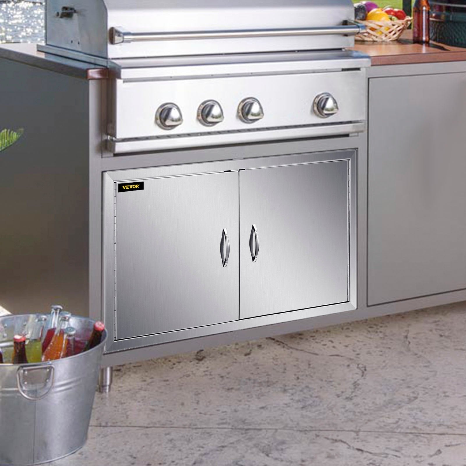 Bbq 36"x21"/90x53cm Access Double Walled Door Stainless Doors Vertical Outdoor 