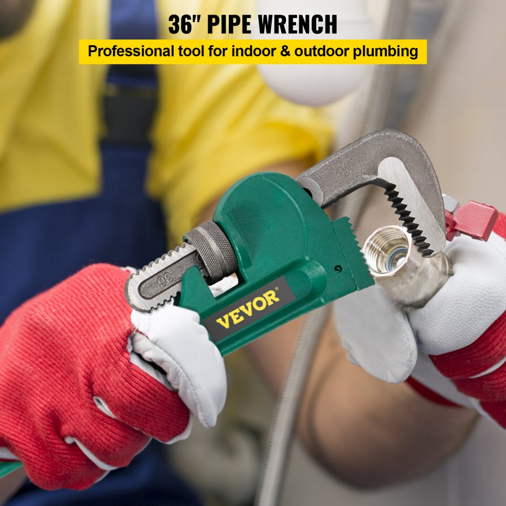VEVOR 36-Inch Aluminum Straight Pipe Wrench Ideal for 2” to 3-1/2” Pipe Adjustable Plumbing Pipe Wrench Heavy Duty 5” Jaw capacity Plumbers Pliers Tool 