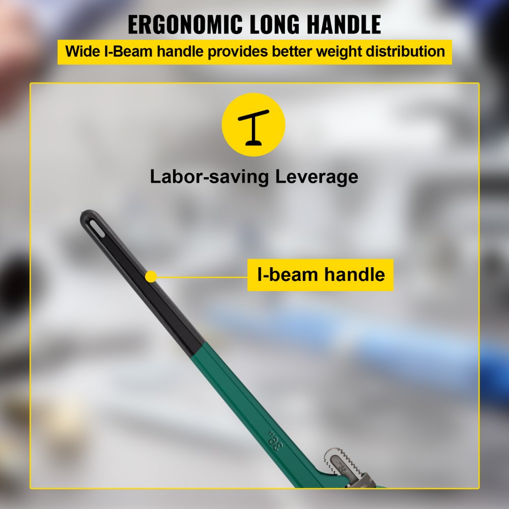 VEVOR 36-Inch Aluminum Straight Pipe Wrench Ideal for 2” to 3-1/2” Pipe Adjustable Plumbing Pipe Wrench Heavy Duty 5” Jaw capacity Plumbers Pliers Tool 