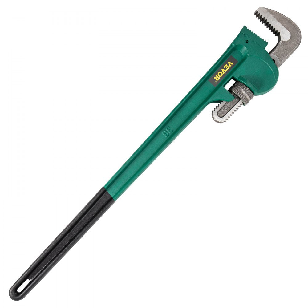 VEVOR 36-Inch Aluminum Straight Pipe Wrench Ideal for 2” to 3-1/2” Pipe Adjustable Plumbing Pipe Wrench Heavy Duty 5” Jaw capacity Plumbers Pliers Tool 